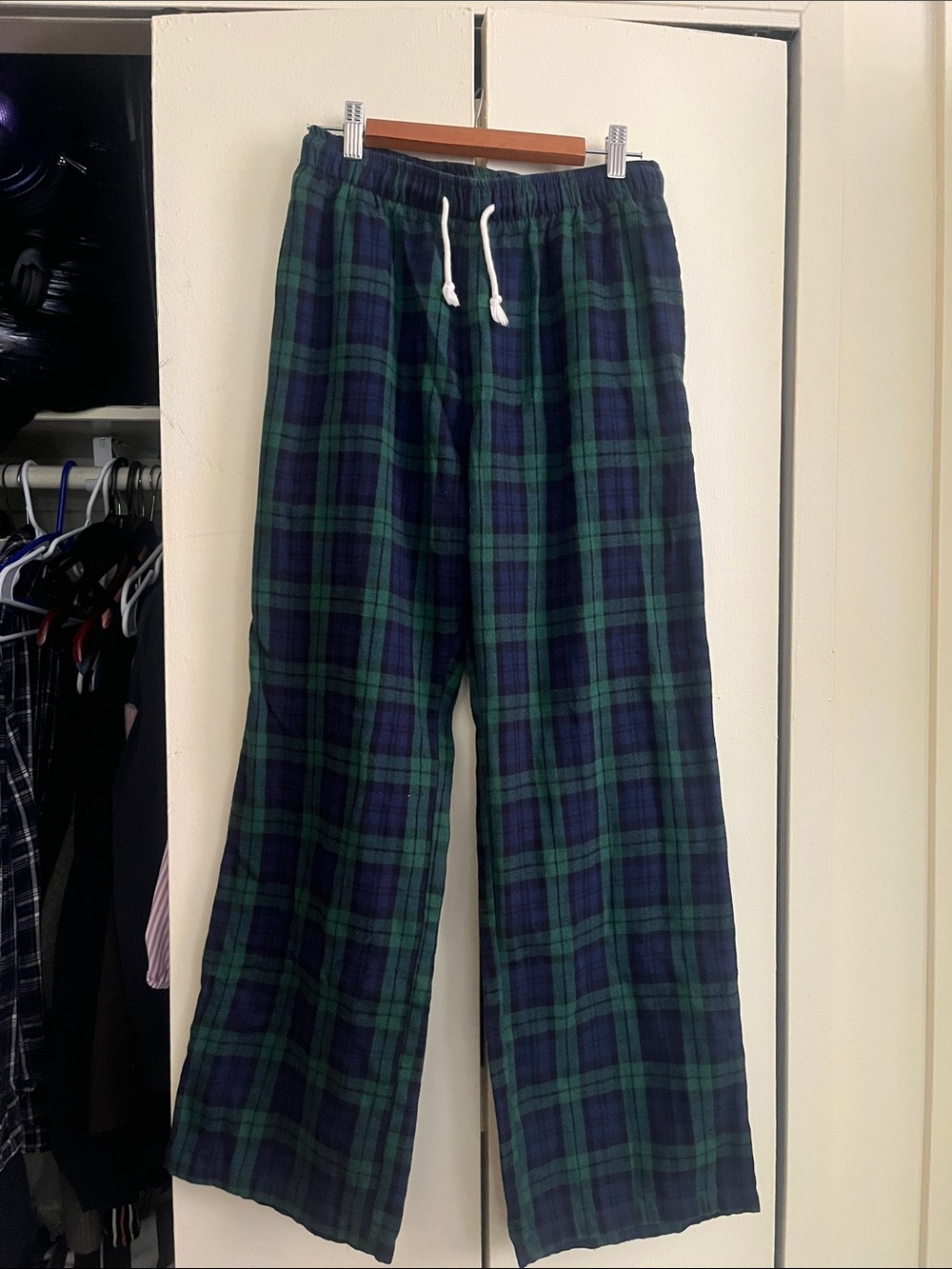 Brandy Melville Green and Navy Plaid Pants